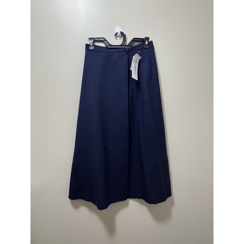 NWT LIZ CLAIBORNE petite collection Women Midi Skirt Size 8 Navy Blue MSRP 104$
